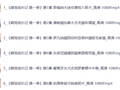 央视力荐儿童纪录片《萌宠成长记》1-3季1080P 英语 中英双字 儿童启蒙佳片 25G