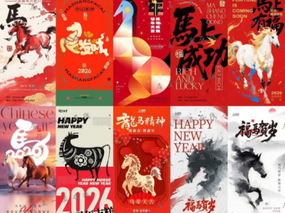 80款2026马年新年海报PSD素材